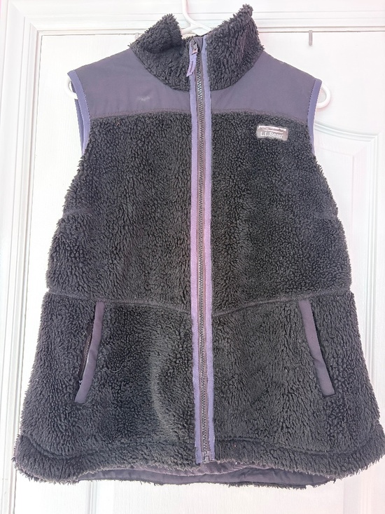 llbean fleece navy blue vest - Picture 1 of 4